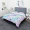 Designart 'Sky Blue Triangle Texture with Grunge Effect' Modern & Contemporary Bedding Set - Duvet Cover & Shams